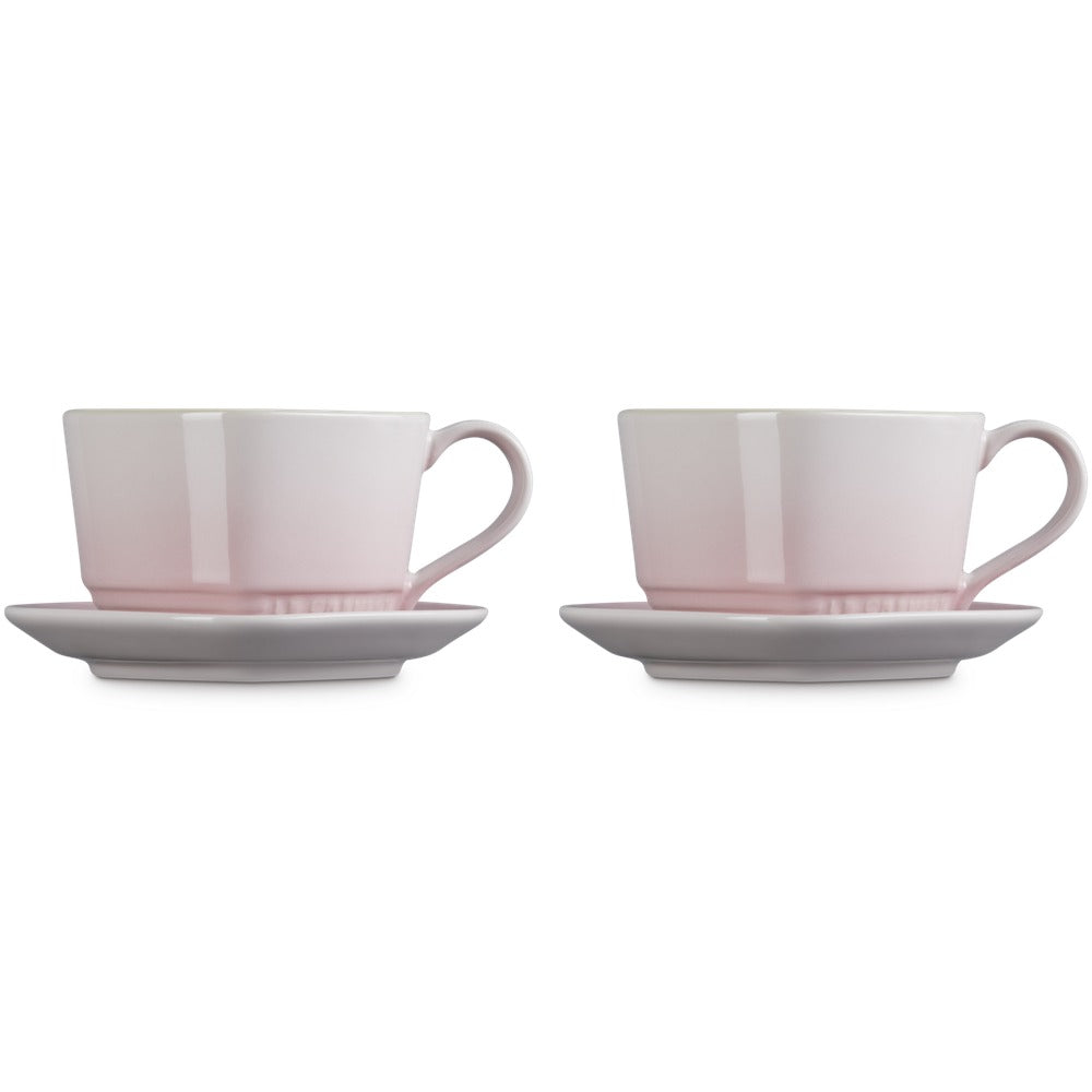 22 cl - Le Creuset Cuore Tasse Cappuccino Avec Soucoupe En Grès Émaillé Set 2 Pz