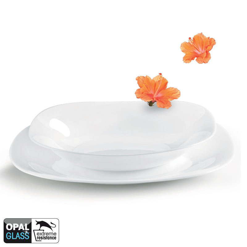 Bormioli Rocco Parma Service de Vaisselle en Verre Opale - Lot de 18 Pcs