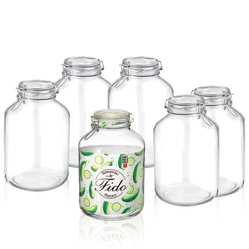 500 Cl Bormioli Rocco Fido Tarro Hermético Cilíndrico en Vidrio - Set de 6 Pzs
