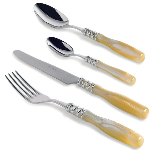 Bugatti Arianna Servizio Posate Ghiera Cromata Acciaio Inox Set 24 Pz
