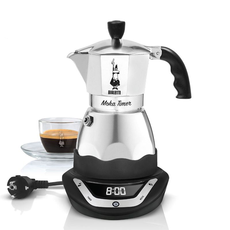 3 Tz Bialetti Easy Timer Elektrische Moka-Kanne aus Aluminium