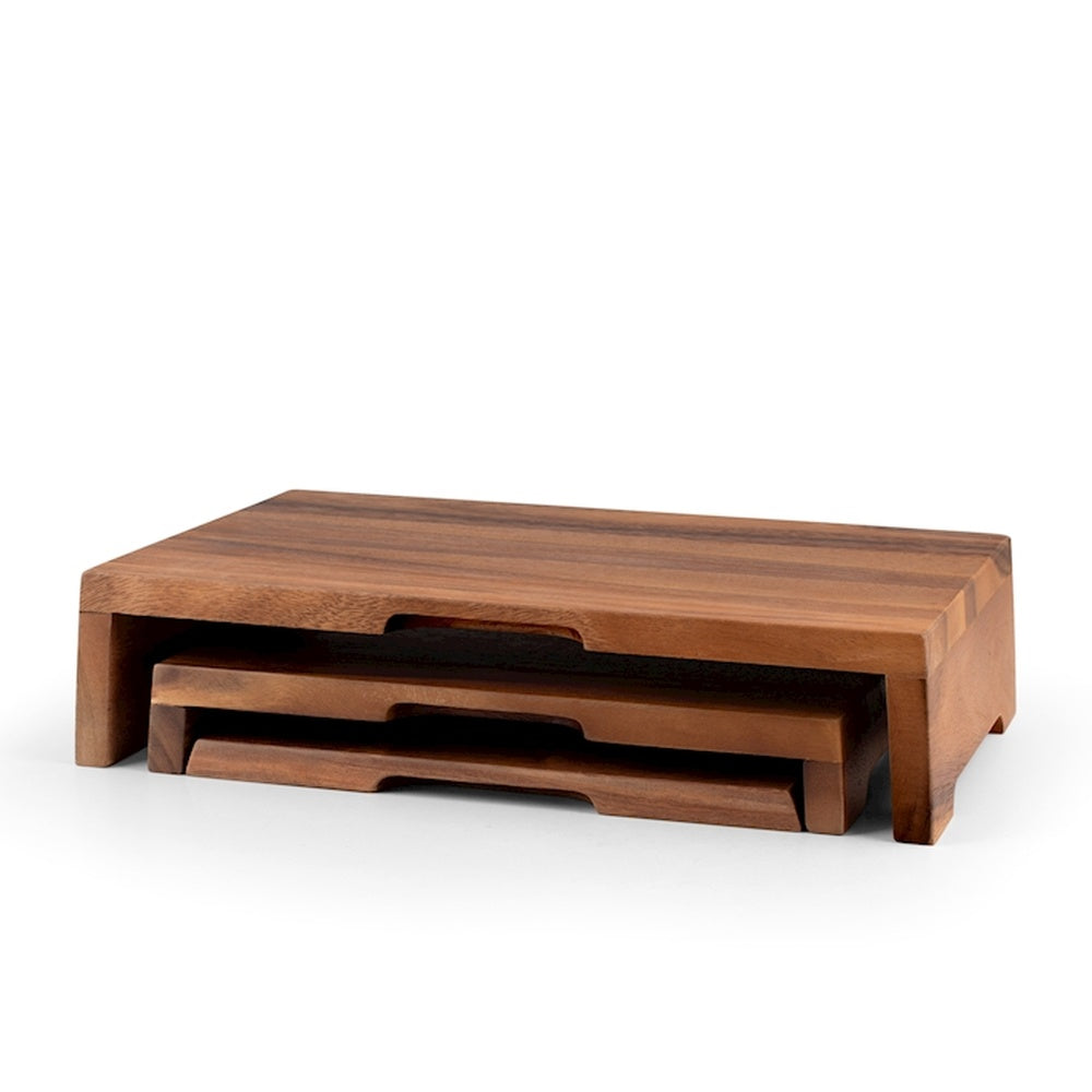 H&H Acacia Tafelverhogers van acaciahout - Set van 3 st