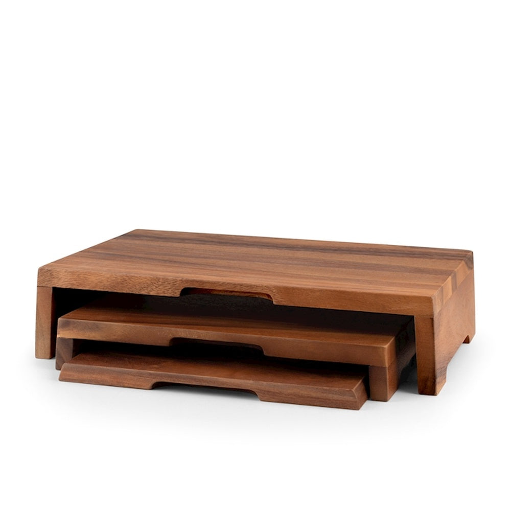 H&H Acacia Tafelverhogers van acaciahout - Set van 3 st