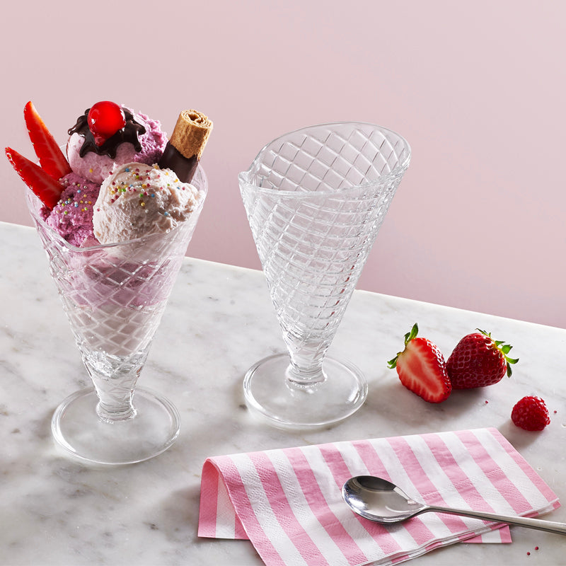 27 Cl Bormioli Rocco Gelato IJscoupe hoorntje van glas Set van 6 st
