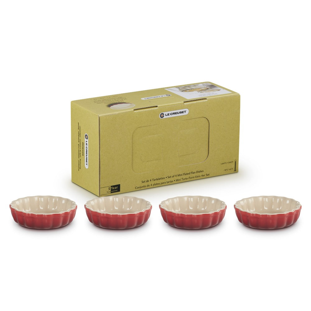 Le Creuset Tradition Mini Moldes de Tarta en Gres Esmaltado - Set de 4 Pzs