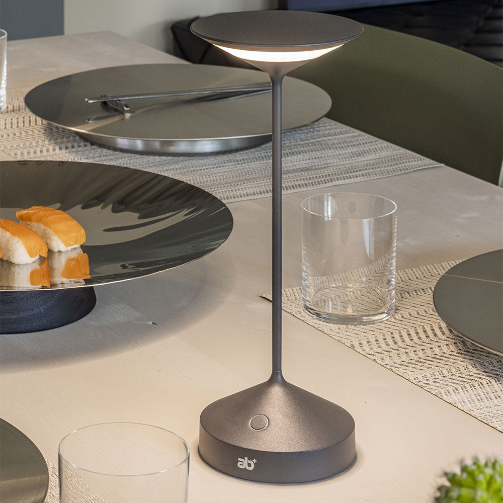 22 cm - Abert Tempo Mini lámpara de mesa recargable en aluminio