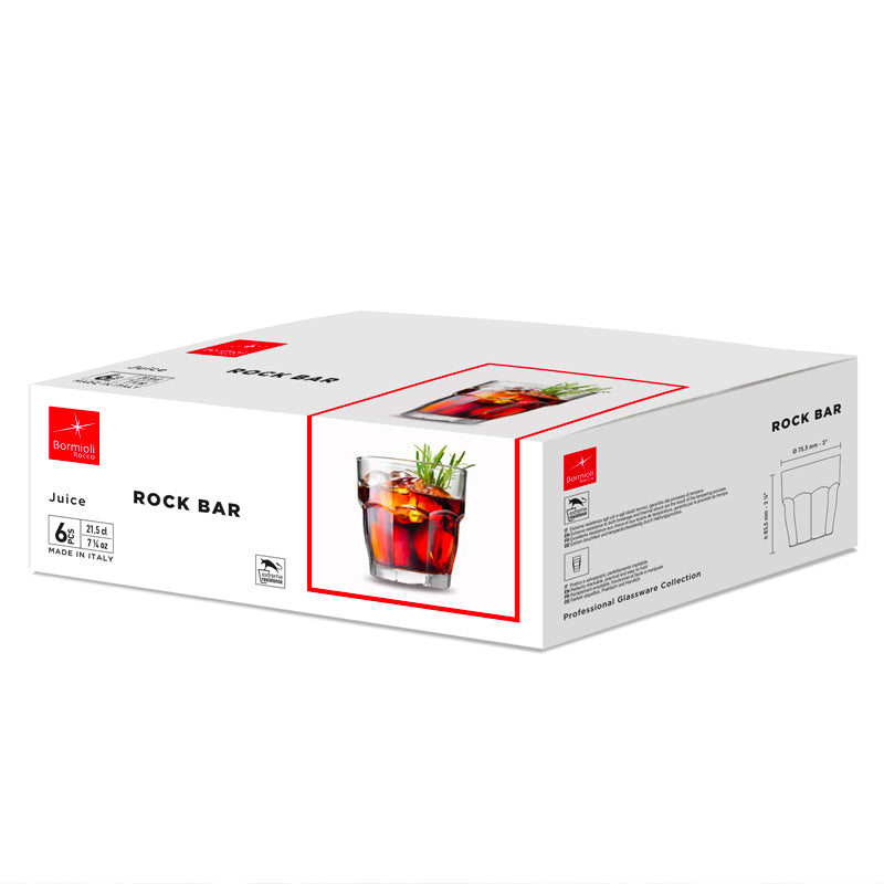 20 Cl Bormioli Rocco Rock Bar Vaso para bebidas de vidrio templado Set de 6 piezas