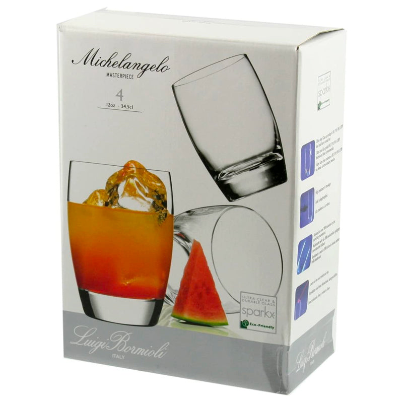 34 5 Cl Bormioli Luigi Michelangelo Bicchiere Whisky In Vetro Set 4 Pezzi