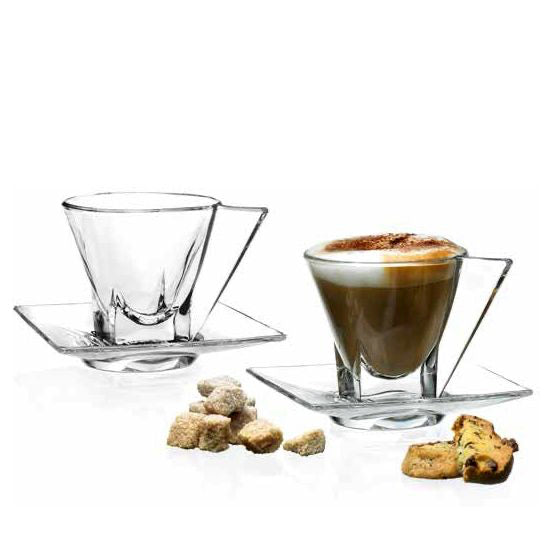 19 Cl Rcr Fusion Cappuccino Cup In Glass Set 2 Pcs
