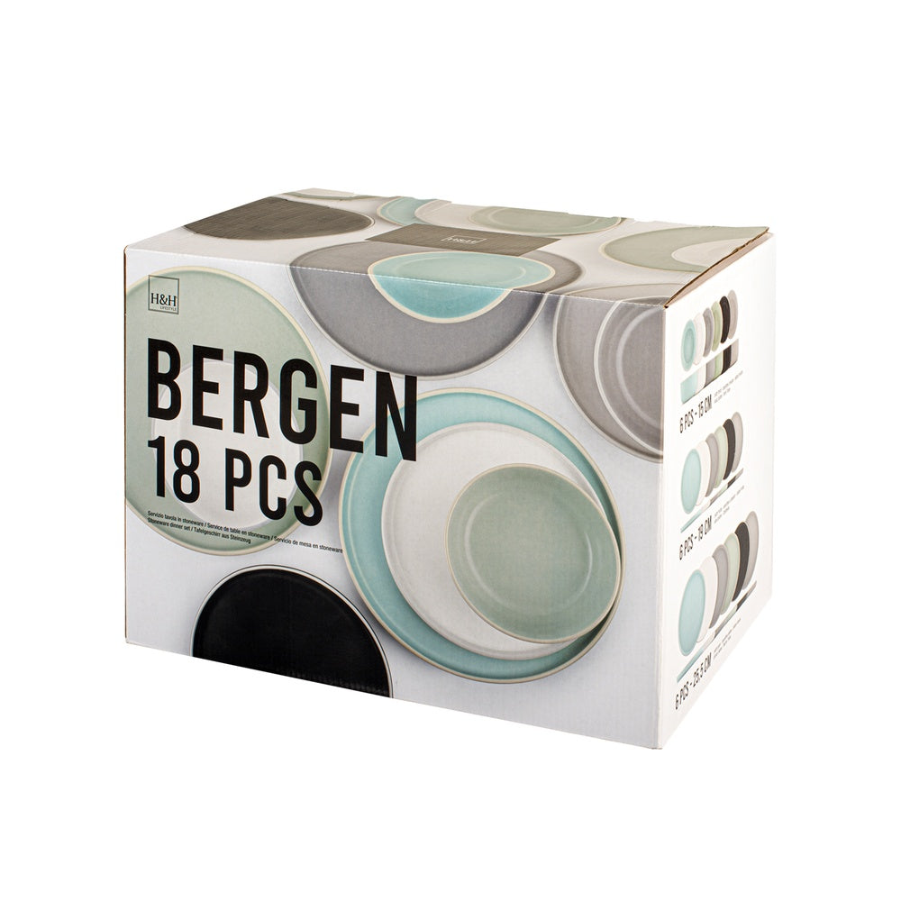 H&H Bergen service d'assiettes en grès - set 18 pièces