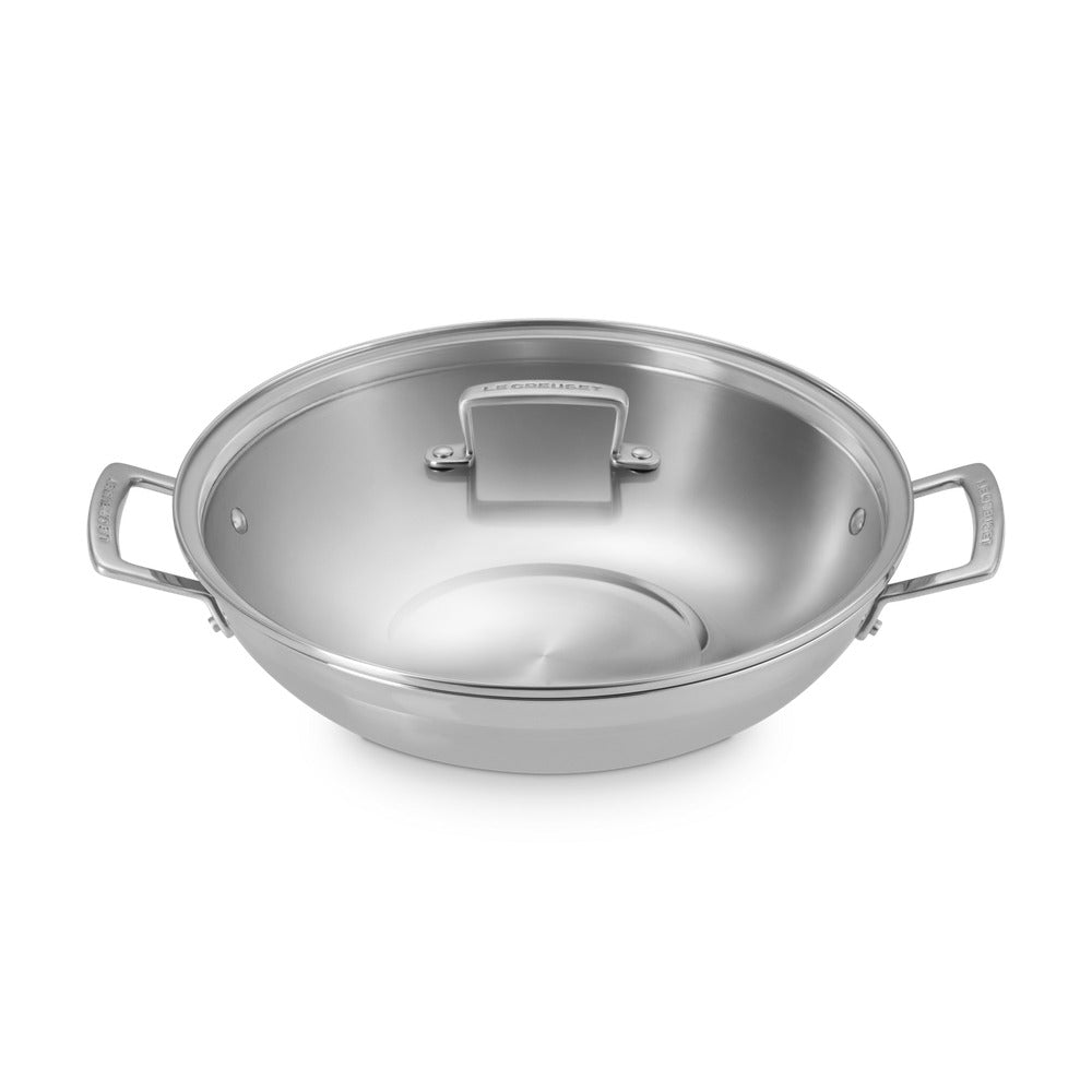 Le Creuset Acciaio Inox Wok En Acier Inoxydable Avec Couvercle En Verre