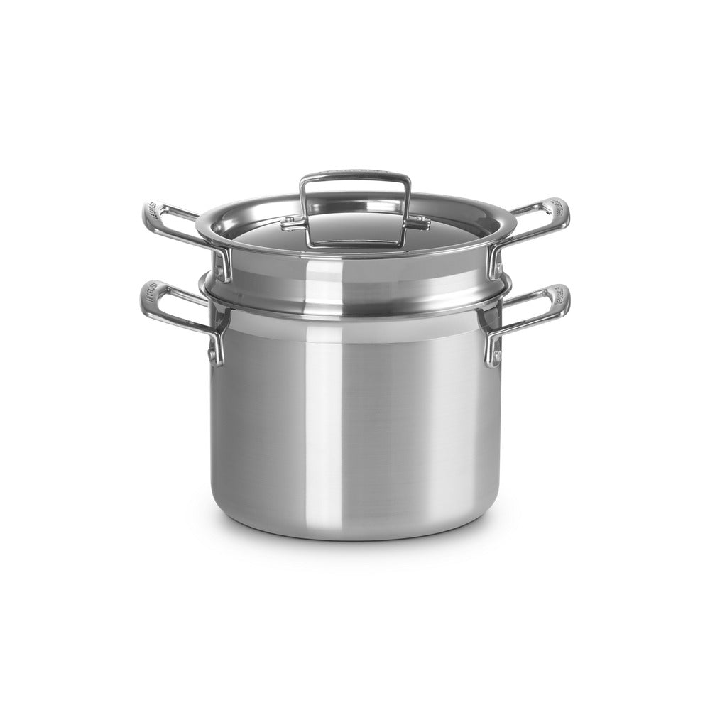 Le Creuset Acciaio Inox Pastaiola Casserole Haute avec Passoire en Acier Inoxydable 3-Ply