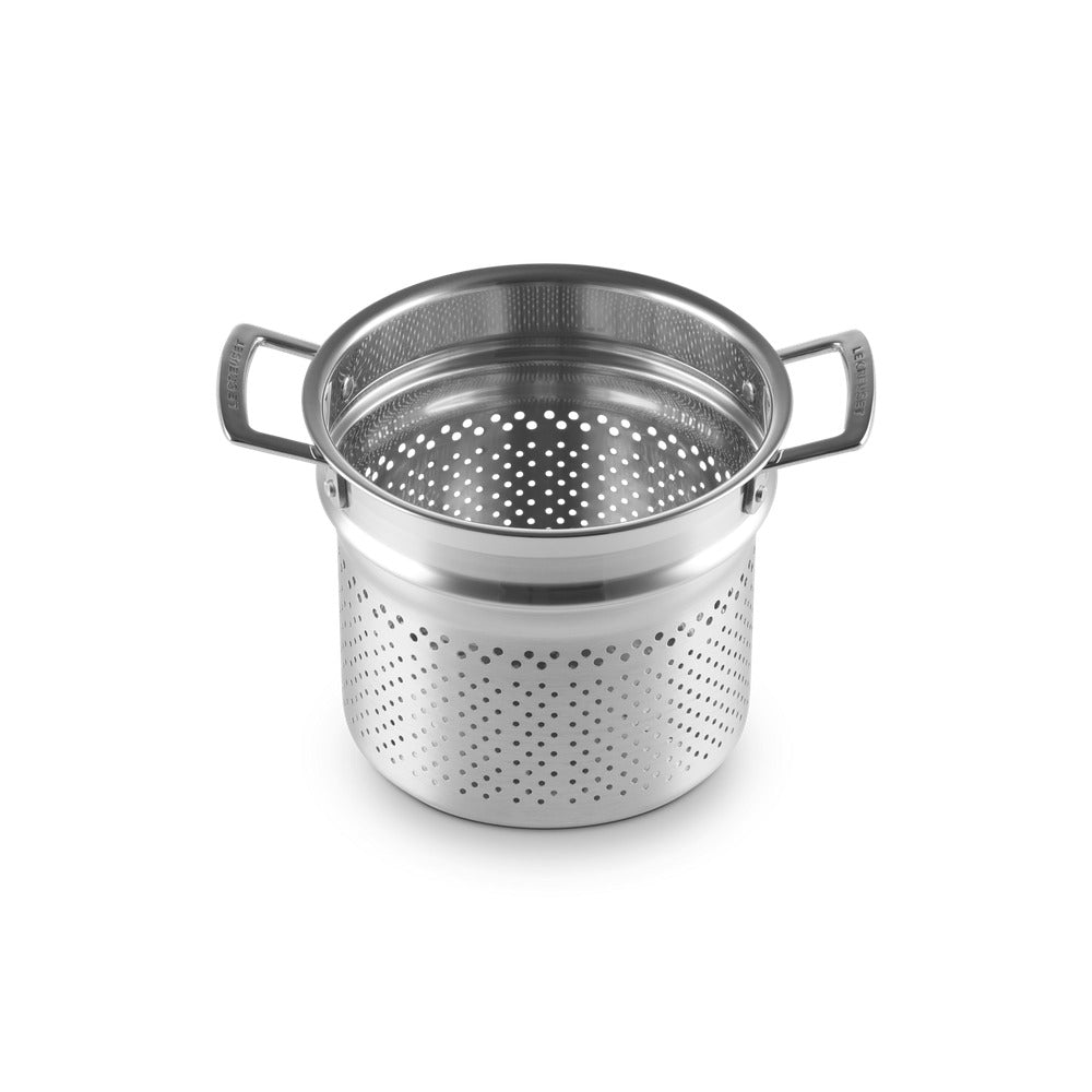 Le Creuset Acciaio Inox Pastaiola Casserole Haute avec Passoire en Acier Inoxydable 3-Ply
