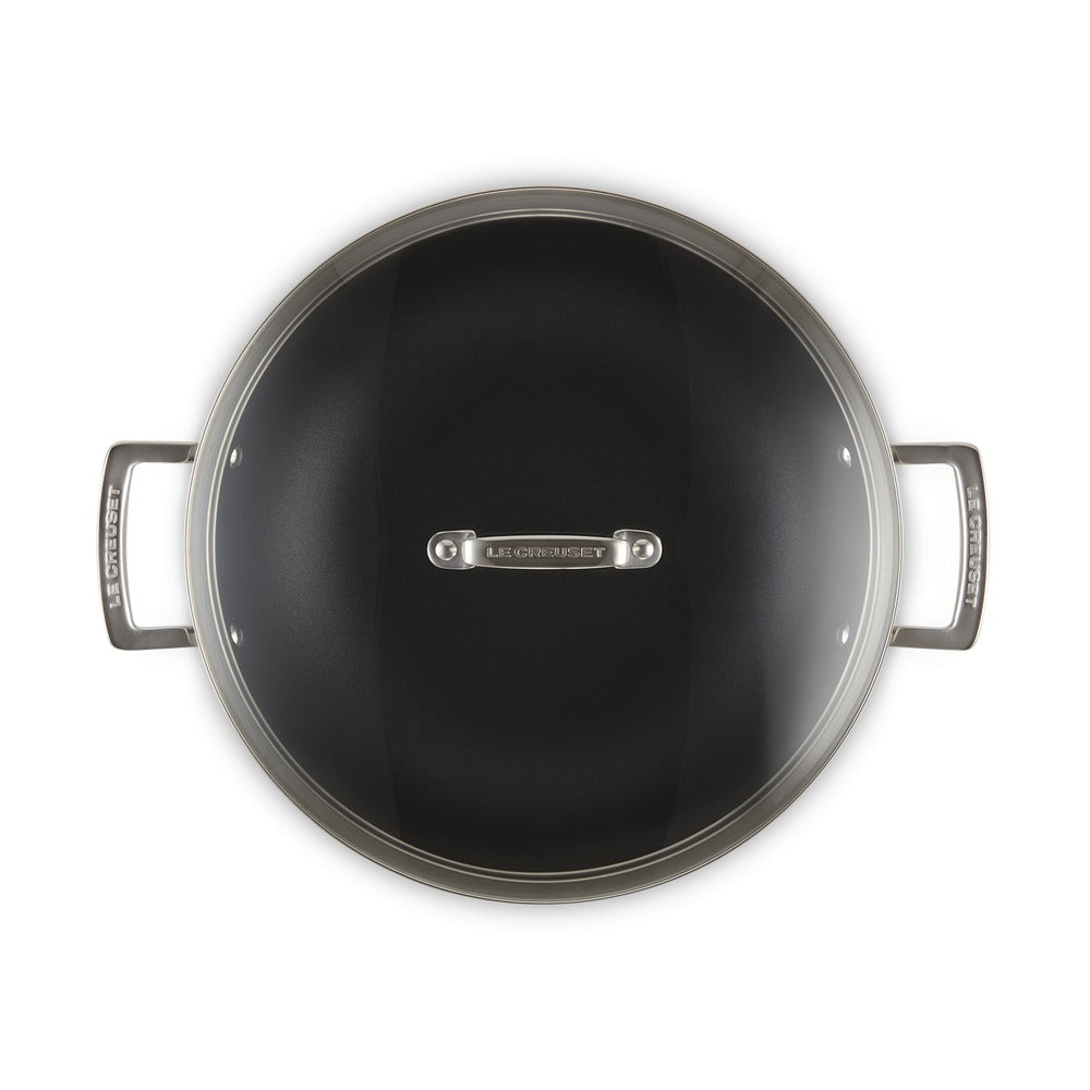 Le Creuset Acciaio Inox Wok Antiadherente en Acero Inoxidable con Tapa de Vidrio
