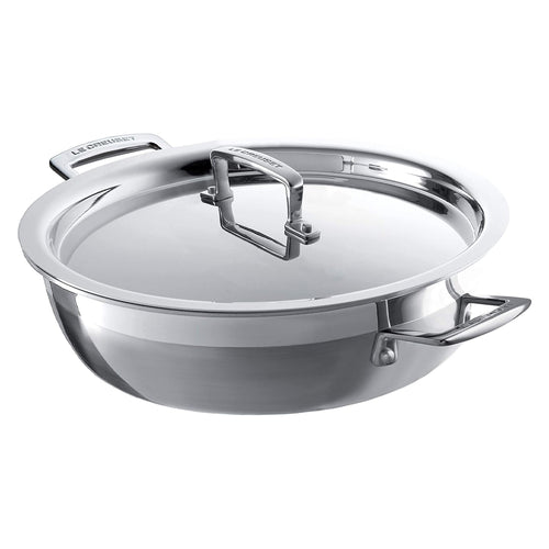 30 cm - Le Creuset Inox Essential Niedrige Bratpfanne mit Edelstahldeckel