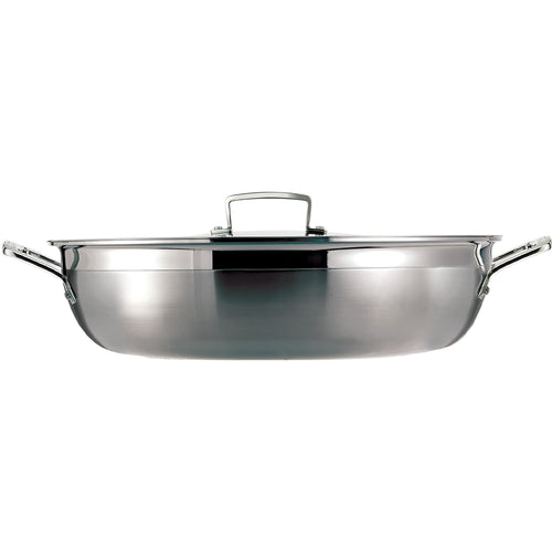 30 cm - Le Creuset Inox Essential Niedrige Bratpfanne mit Edelstahldeckel