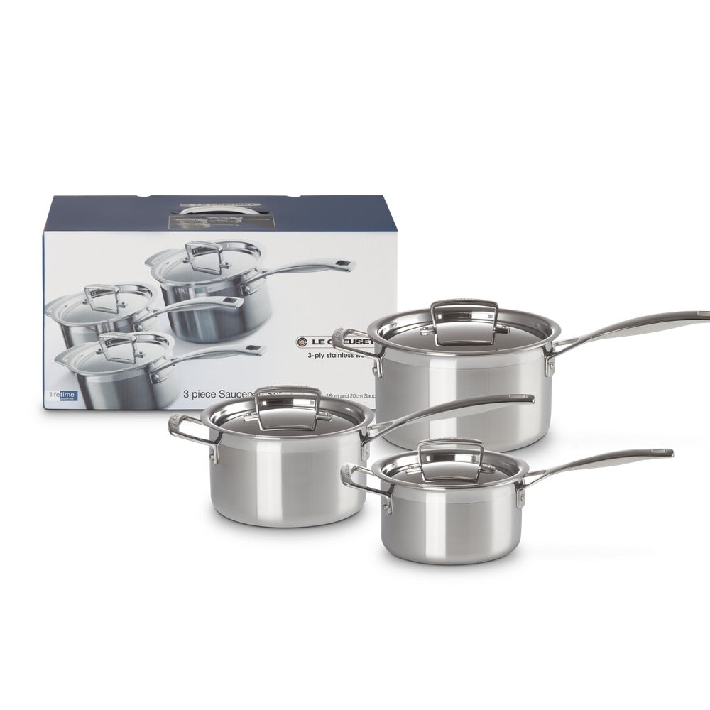 Le Creuset Set Steelpannen en Pannen 3-Ply In Roestvrij Staal Set 3 stuks