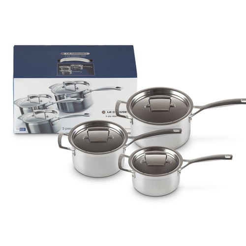 Le Creuset Set Casseroles et Poêles 3-Ply En Acier Inoxydable Set 3 pièces