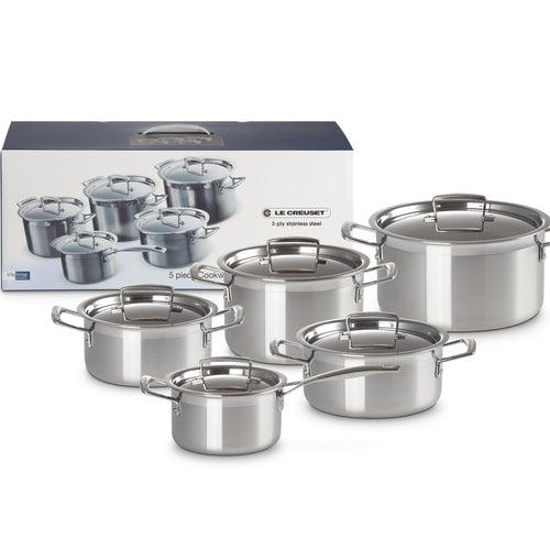 Le Creuset Set Pannen En Koekenpannen 3-Ply In Roestvrij Staal Set 5 St
