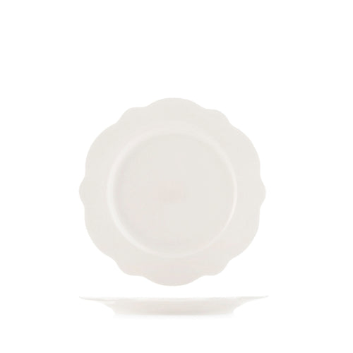 21 cm - H&H Blanc Piatto Frutta Dessert Festonato In Porcellana Set 6 Pz