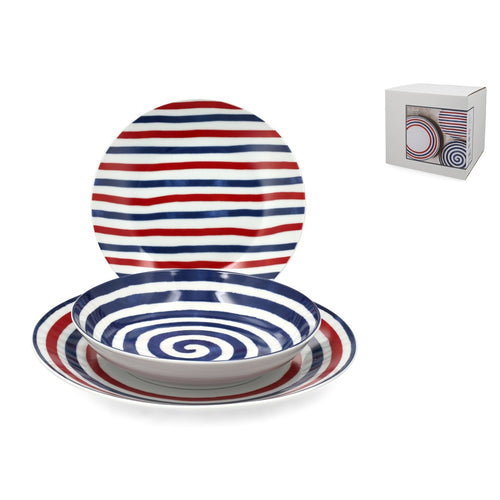 H&H Coupe Graphic Tafelservice Aus Porzellan - Set mit 18 Stück