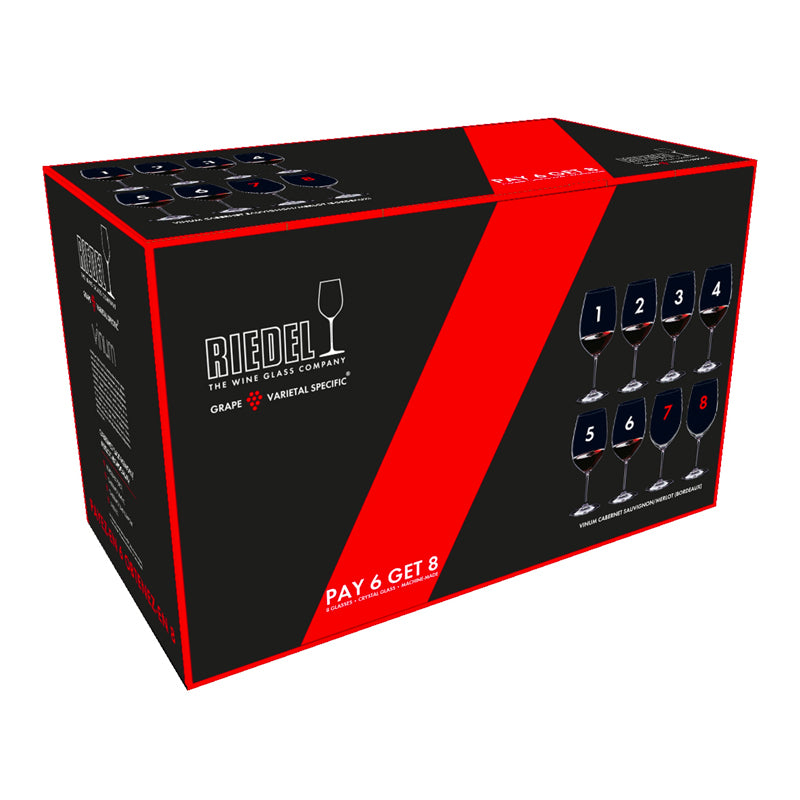 61 Cl Riedel Vinum Cabernet Merlot rode wijnglas van glas Set van 8 stuks