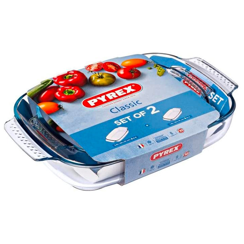 Pyrex Classic Rectangular Baking Dish In Borosilicate Glass Set 2 Pcs