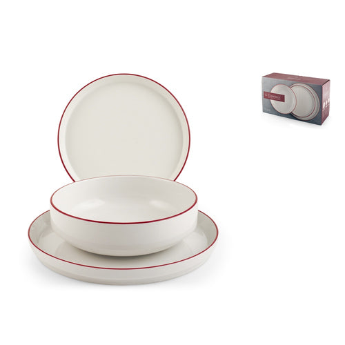 H&H Essence Red Tafelservice Aus Porzellan - Set mit 18 Stück