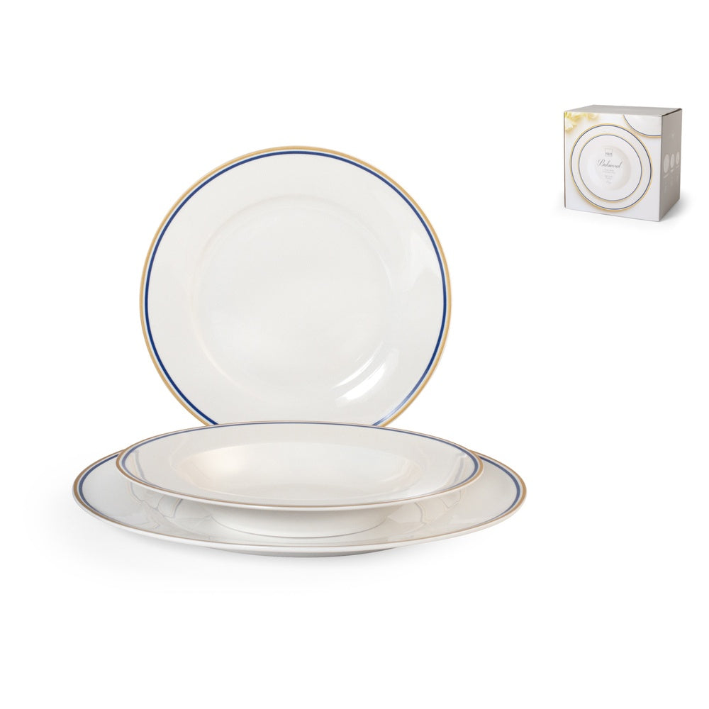 H&H Balmoral Service de Vaisselle en New Bone China - Lot de 18 Pcs