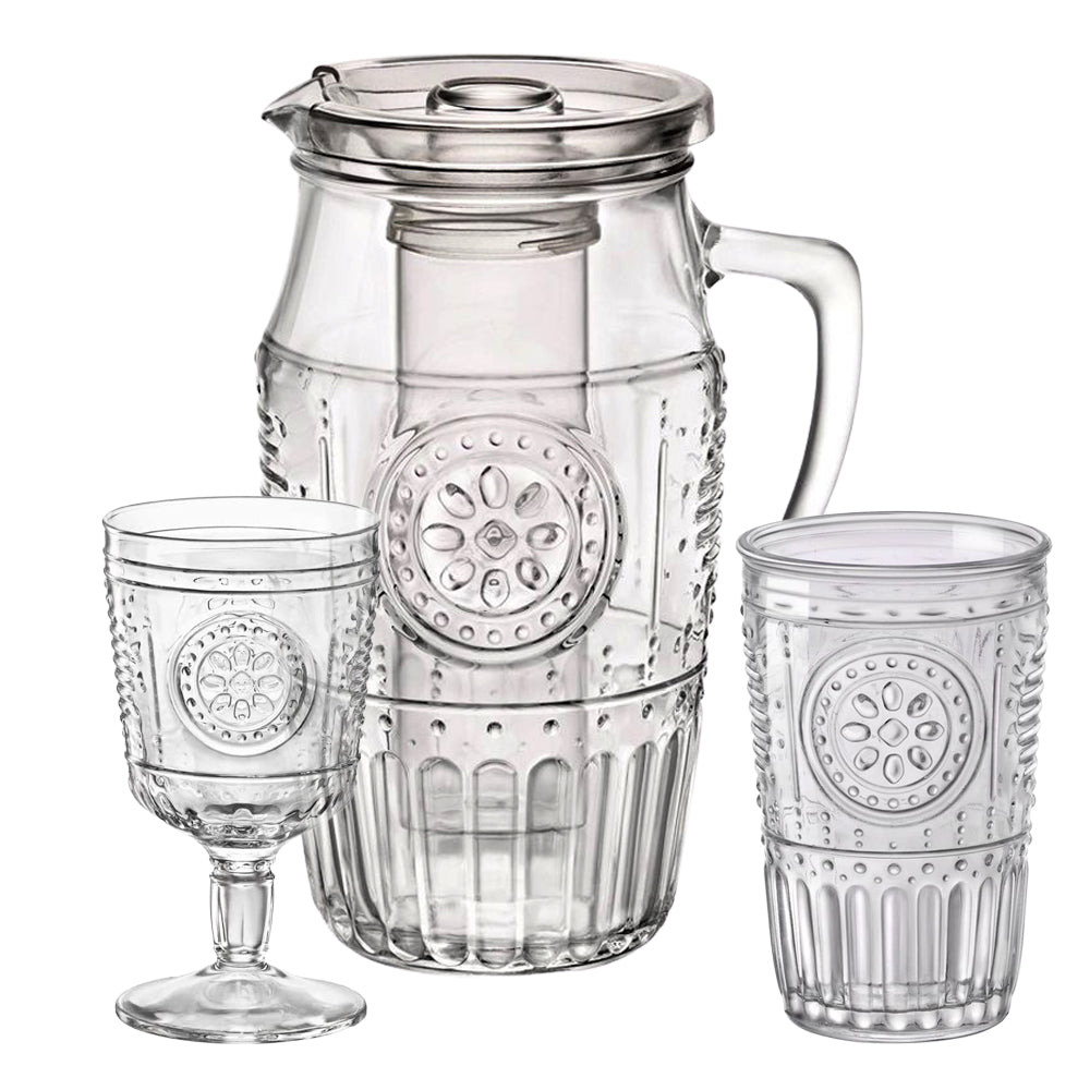 Bormioli Rocco Romantic set jarra con copas de vidrio Decorado Set de 13 pzas