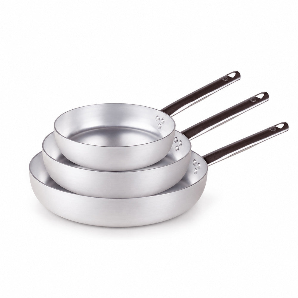 24-28-32 cm - Agnelli Alluminio 3mm Professionale Set de 3 sartenes altas En Aluminio con Mango Tubular - Set 3 piezas