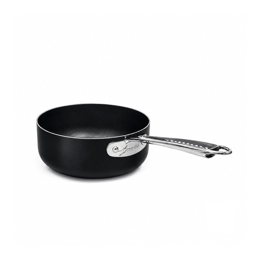 Agnelli Al Black 3mm Antiaderente Ceramic Pro Casseruola Bassa Induzione In Alluminio Con Manico Inox