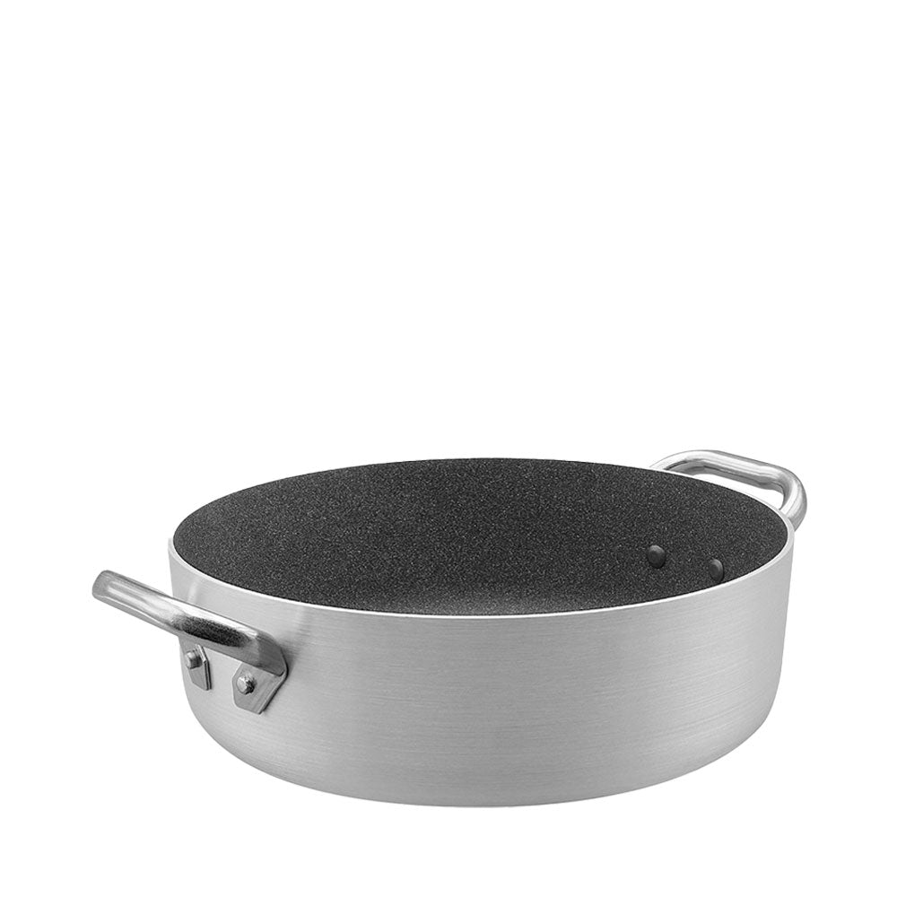 Agnelli SharkSkin Niedriger Topf aus Antihaft-Aluminium mit 2 Edelstahlgriffen