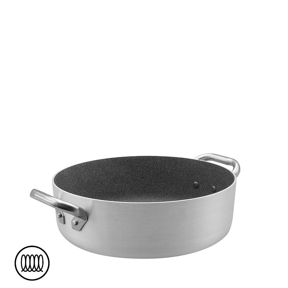 Agnelli SharkSkin Lage Anti-aanbak Aluminium Inductie Braadpan met 2 Roestvrijstalen Handvatten