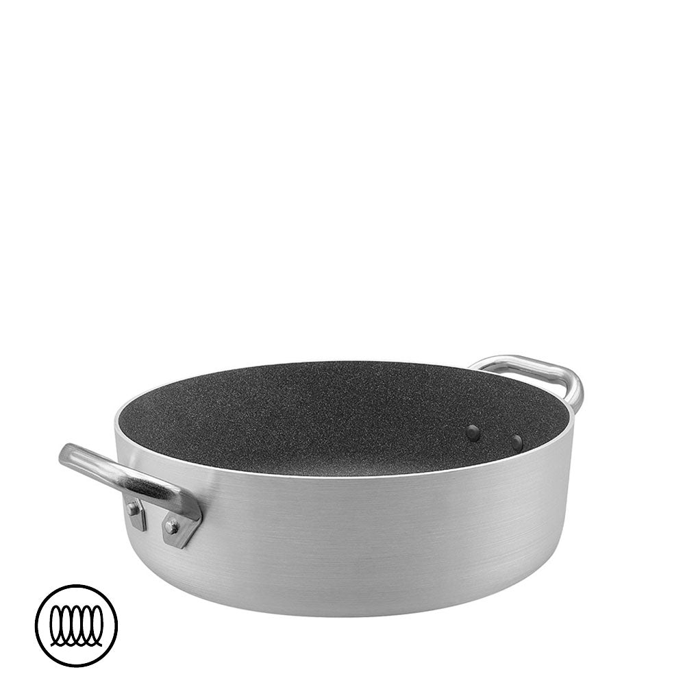 Agnelli SharkSkin Lage Anti-aanbak Aluminium Inductie Braadpan met 2 Roestvrijstalen Handvatten