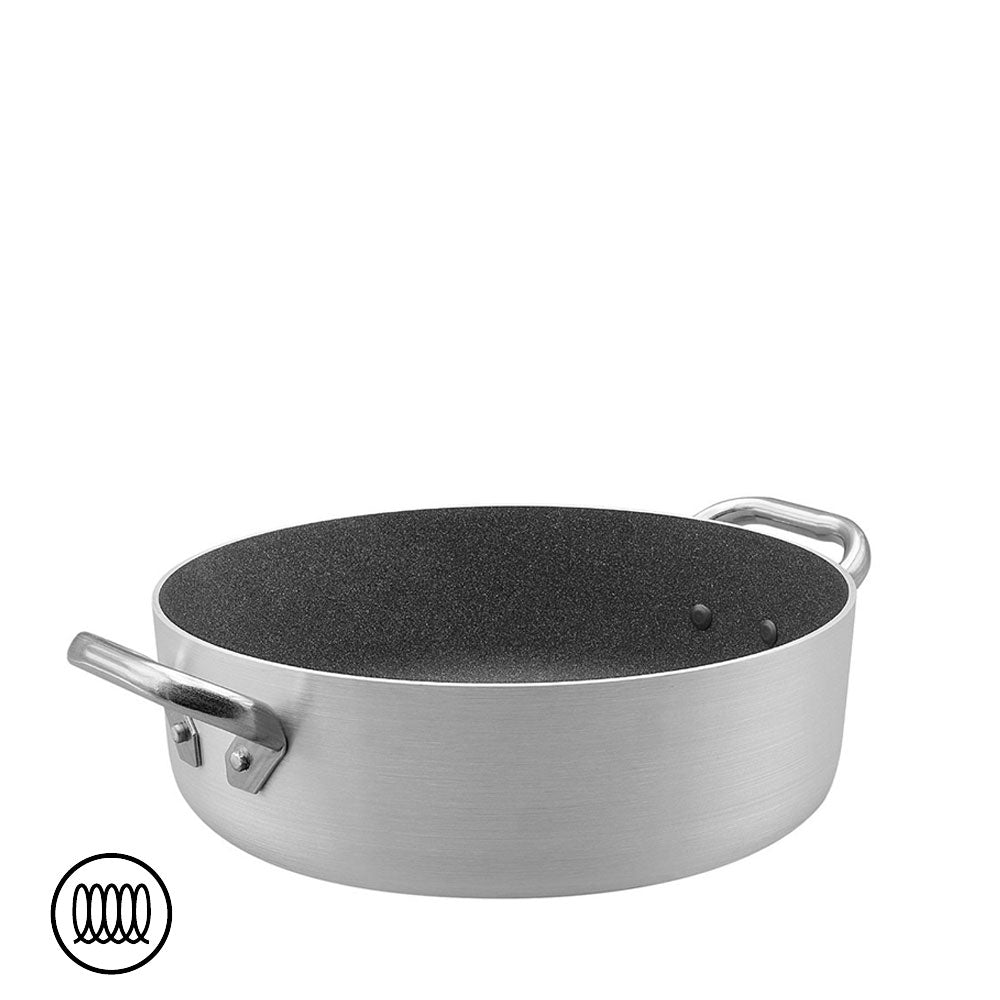 Agnelli SharkSkin Lage Anti-aanbak Aluminium Inductie Braadpan met 2 Roestvrijstalen Handvatten