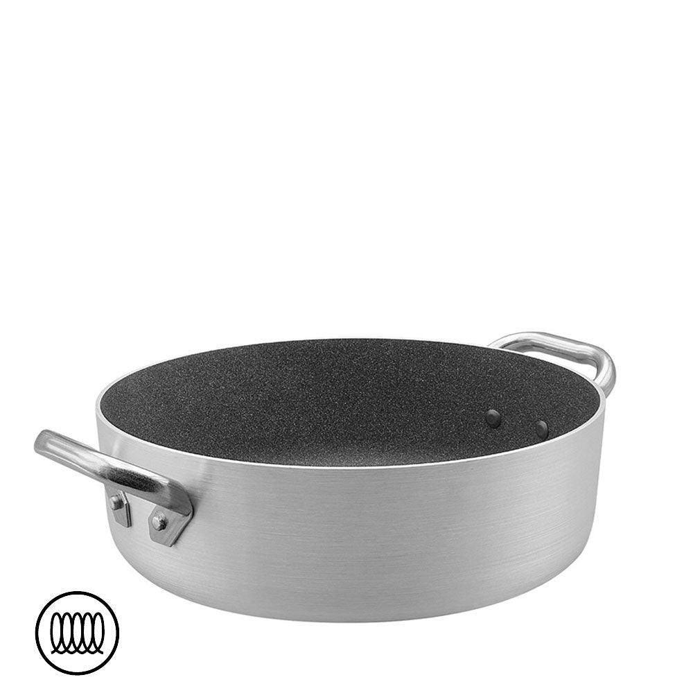 Agnelli SharkSkin Lage Anti-aanbak Aluminium Inductie Braadpan met 2 Roestvrijstalen Handvatten