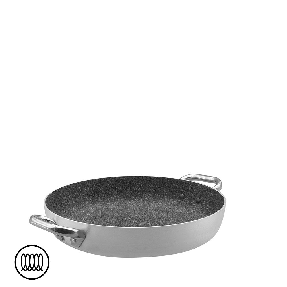 Agnelli SharkSkin Lage Anti-aanbak Aluminium Inductie Braadpan met 2 Roestvrijstalen Handvatten