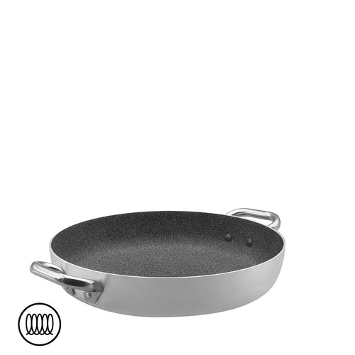 Agnelli SharkSkin Niedrige Antihaft-Aluminium-Induktions-Bratpfanne mit 2 Edelstahlgriffen