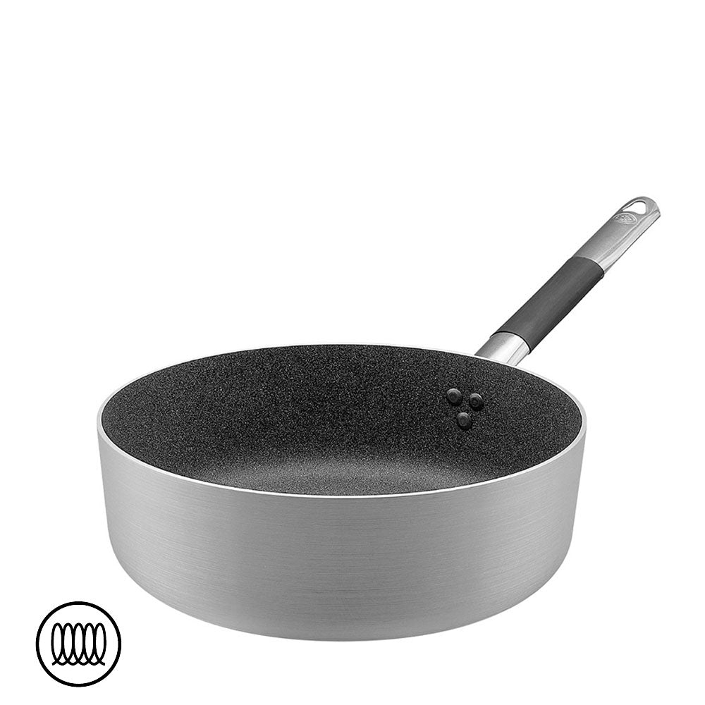 Agnelli SharkSkin Lage anti-aanbak aluminium inductiepan met cool roestvrij stalen handgreep
