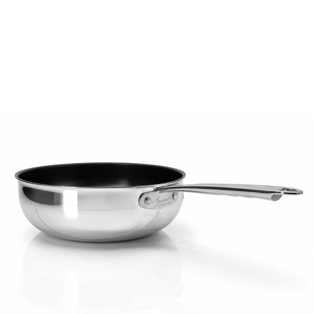 Agnelli 2Ply High Sauté Pan for Emulsifying Non-Stick Alu-Inox with 1907 Handle