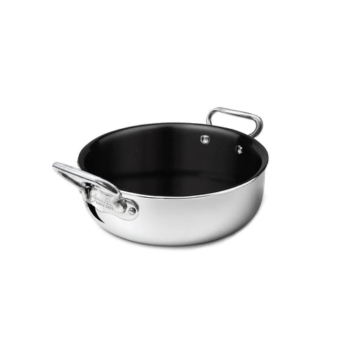 Agnelli Non-Stick Alu-Inox Flache Antihaft-Bratpfanne aus Aluminium mit Edelstahlgriffen