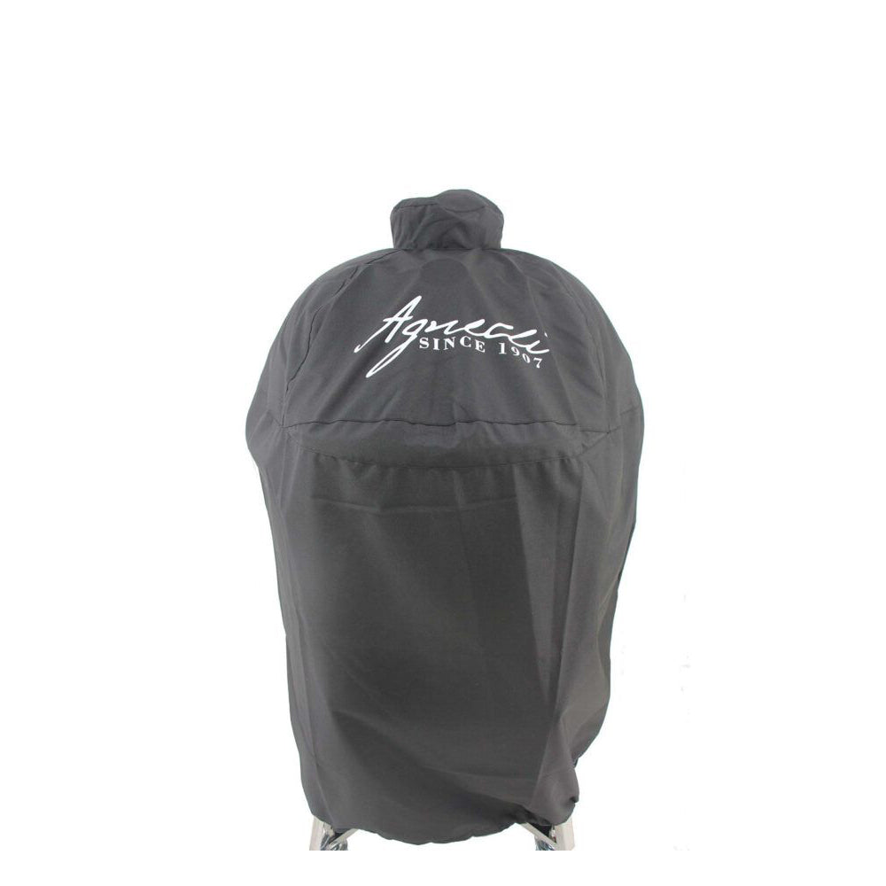 Housse noire en tissu avec logo blanc "Agnelli" et inscription "SINCE 1967", forme arrondie et surface lisse.
