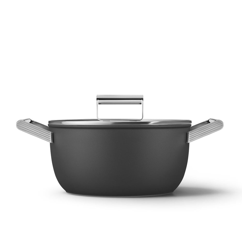 24 cm - Smeg Cookware cacerola alta antiadherente cerámica en aluminio con tapa