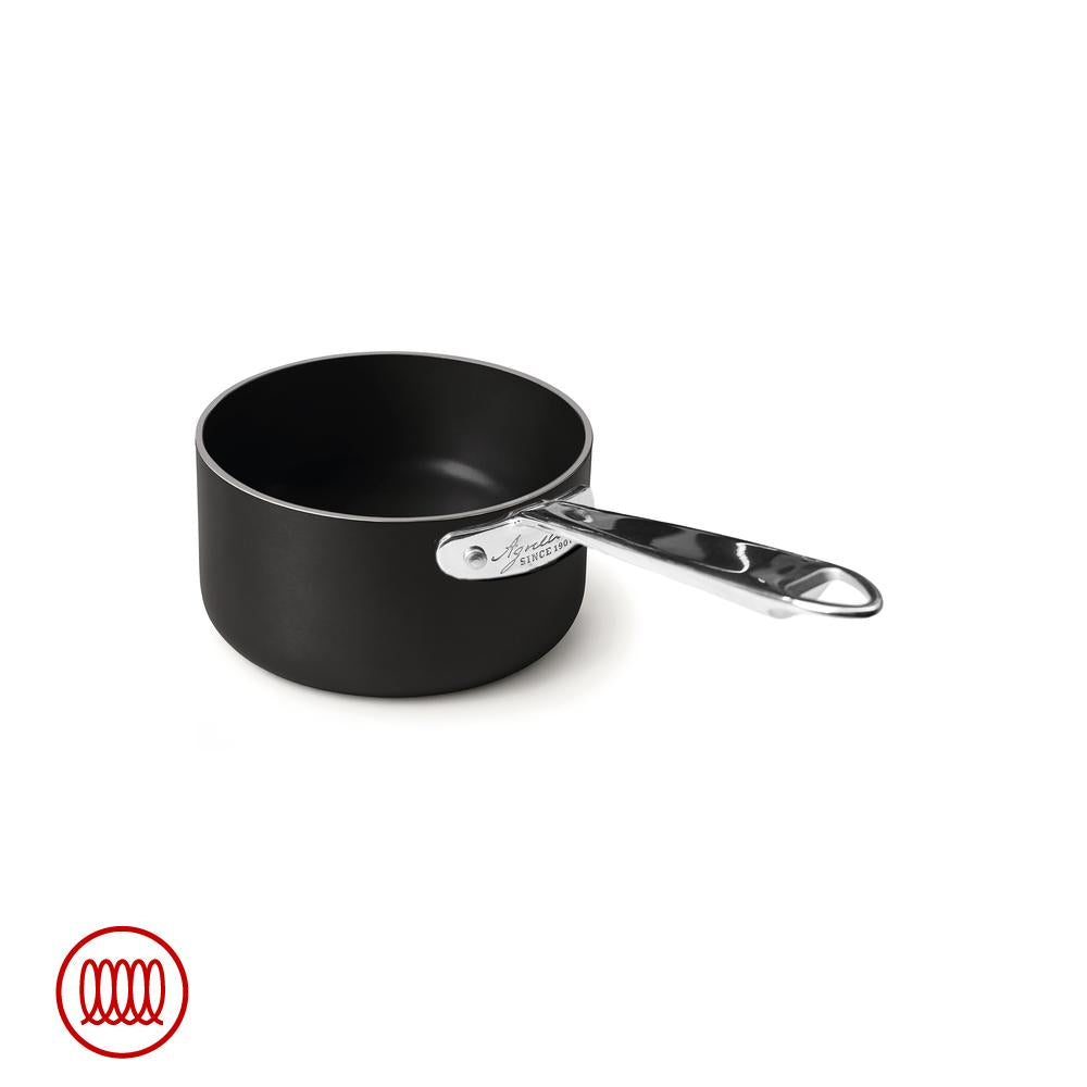 Agnelli AlBlack 1907 Casseruola Alta Induzione In Alluminio Antiaderente 5mm Con Manico Inox