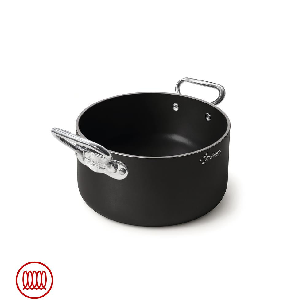 Agnelli AlBlack 1907 Hoge inductie anti-aanbak aluminium pan 5mm met 2 roestvrij stalen handgrepen