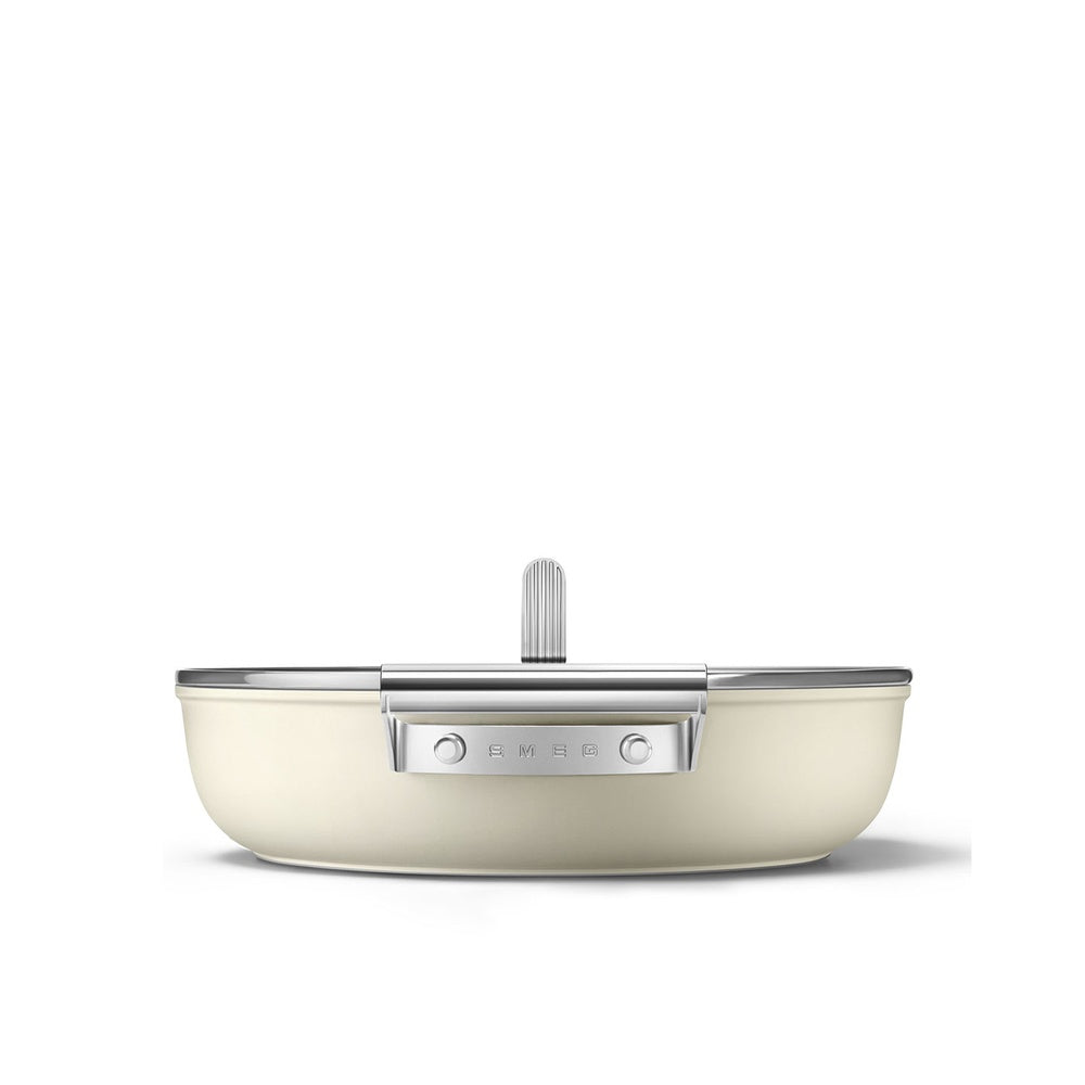 28 cm - Smeg Cookware sauteuse basse antiadhésive céramique en aluminium avec couvercle