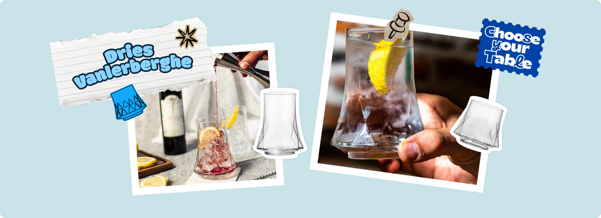 Bicchieri di vetro con cocktail, con Drpes Vanlerberghe.
