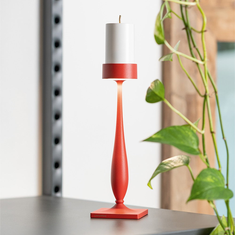 8.7 x H.35.6 cm - Zafferano Perpetua Barocco dimmbare Tischlampe aus Aluminium
