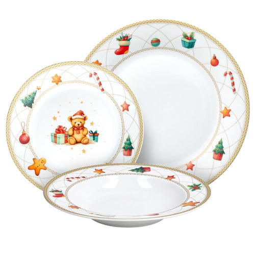 Tognana Olimpia Christmas Fairy Tale Weihnachts-Tafelservice Aus Porzellan Set mit 18 Stück